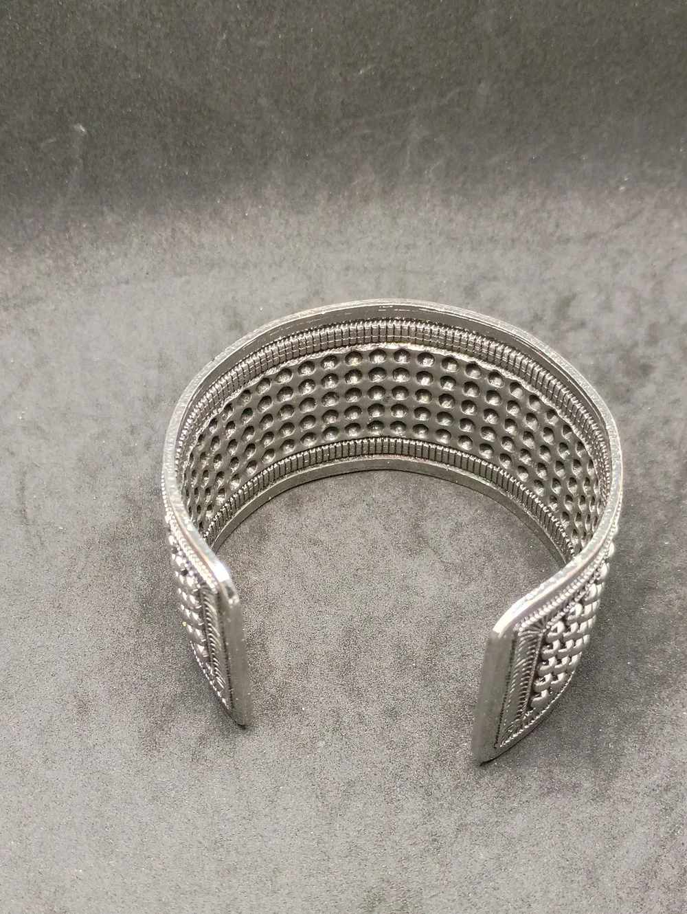 Silver Tone Textured Cuff Bracelet